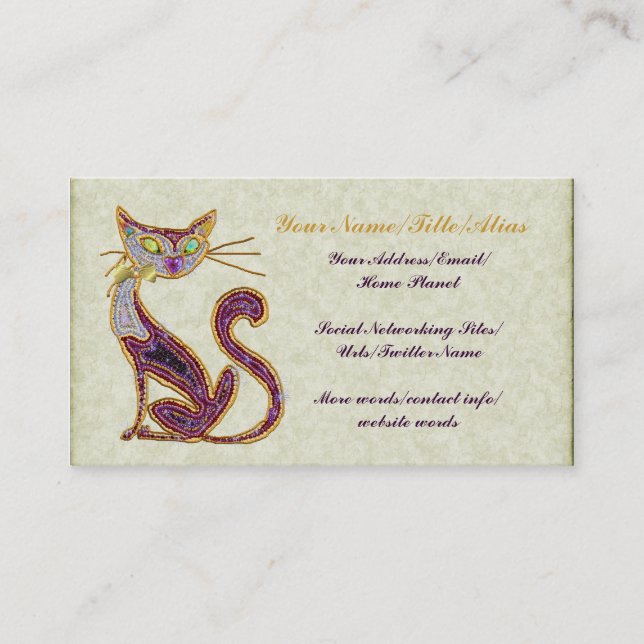 Carte De Visite Chat d'art de bijou de Perlé-Regard (Devant)