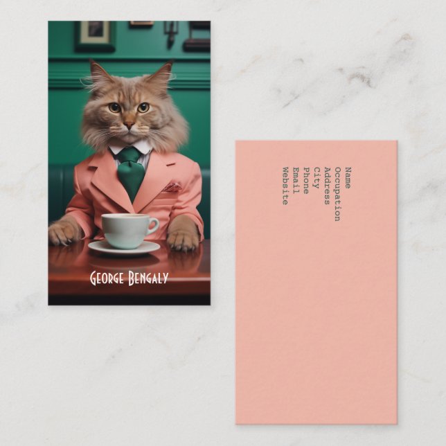 Carte De Visite Chat de Bengale glamour (Devant / Derrière)