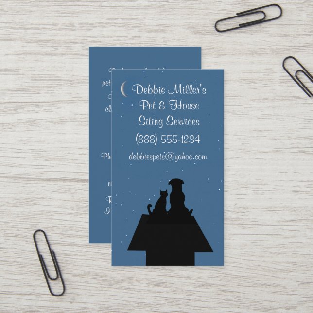 Carte De Visite Chat de chien professionnel chat assis (Devant/Arrière en situation)