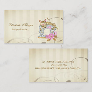 Carte De Visite Chat de la machine à coudre florale