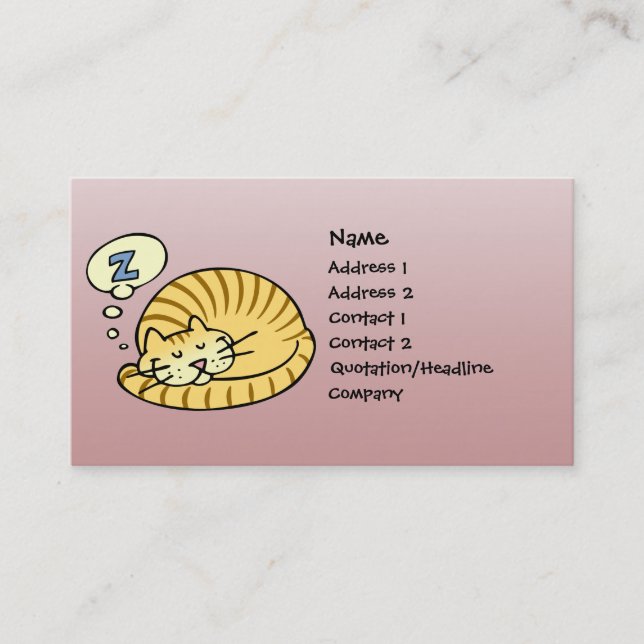 Carte De Visite Chat de sommeil (Devant)