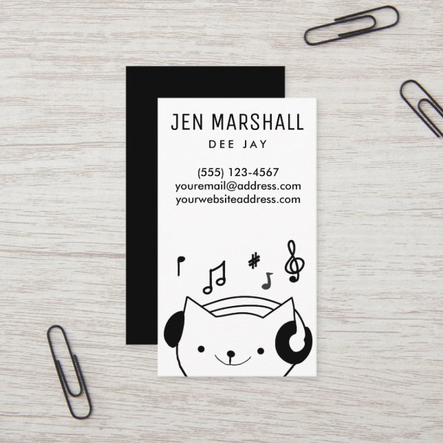 Carte De Visite chat DJ (Devant/Arrière en situation)