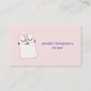 Carte De Visite Chat Kitty Dormant rose