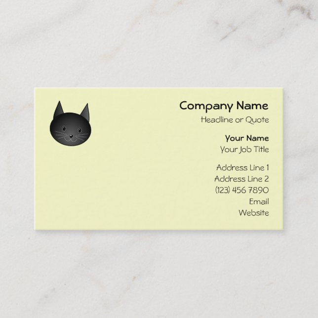 Carte De Visite Chat. Kitty. noir adorable (Devant)