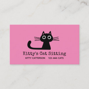 Carte De Visite Chat Kitty Noir mignon   Fun Feline   Animal ironi