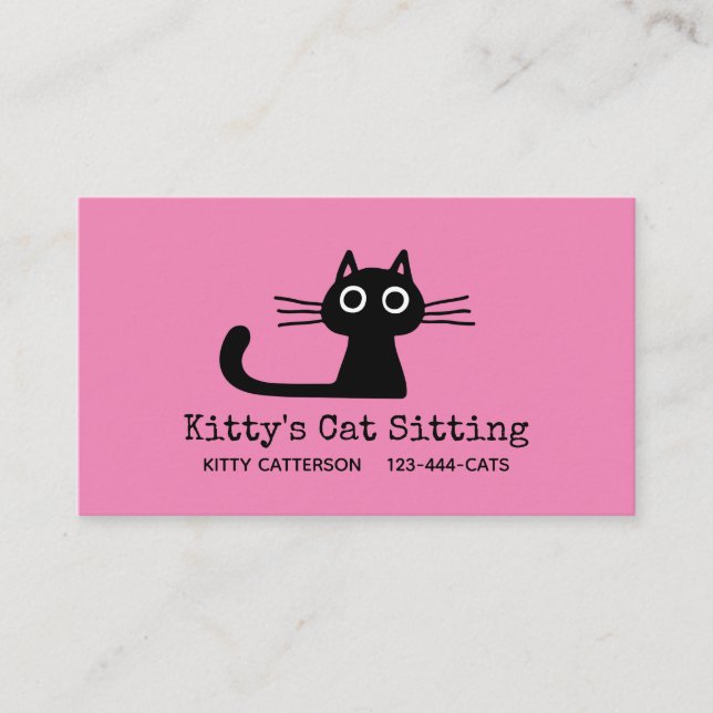 Carte De Visite Chat Kitty Noir mignon | Fun Feline | Animal ironi (Devant)