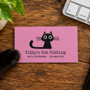 Carte De Visite Chat Kitty Noir mignon   Fun Feline   Animal ironi