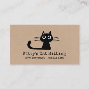 Carte De Visite Chat Kitty Noir mignon   Fun Feline   Animal ironi