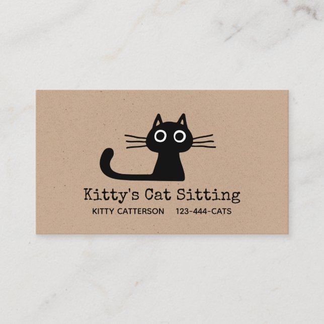 Carte De Visite Chat Kitty Noir mignon | Fun Feline | Animal ironi (Devant)