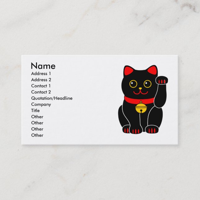 Carte De Visite Chat Manekineko-Chanceux (montrant le chat du (Devant)