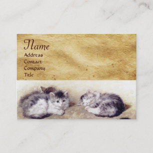 Carte De Visite CHAT MÈRE AVEC CUISINE Monogramme de parchemin