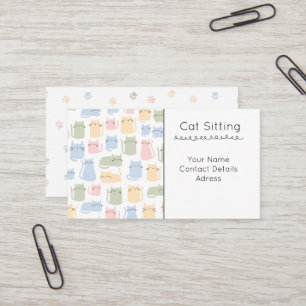 Carte De Visite Chat Mignon Assis