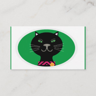 Carte De Visite Chat noir aux yeux verts