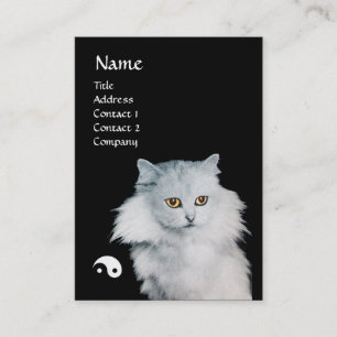 CARTE DE VISITE CHAT NOIR ET CHAT BLANC YIN YANG