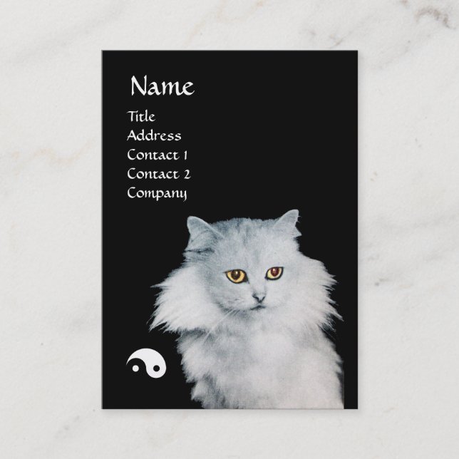 CARTE DE VISITE CHAT NOIR ET CHAT BLANC YIN YANG (Devant)