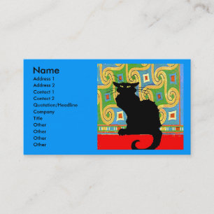 Carte De Visite Chat noir sur le résumé