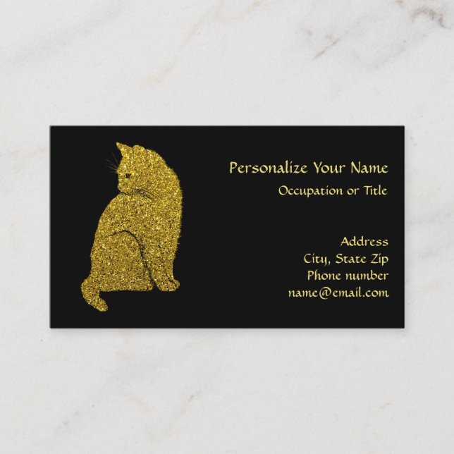 Carte De Visite Chat Or Simple Elegance (Devant)