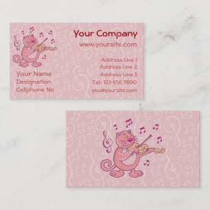 Carte De Visite Chat rose avec Violon