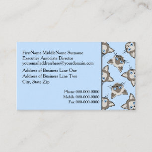 Carte De Visite Chat Siamese Blue Eyed face Motif d'art graphique