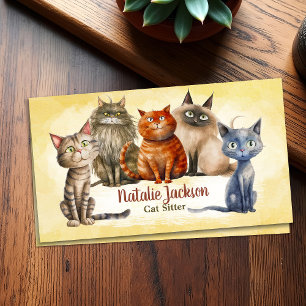 Carte De Visite Chat Sitter - Adorable Chats Aquarelle