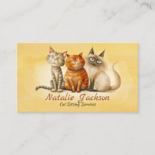 Carte De Visite Chat Sitter - Adorable Chats Aquarelle