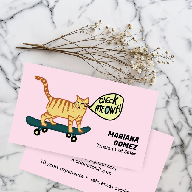 Carte De Visite Chat Sitter mange Check Meowt Kittens Chats Vis (Cat Sitter Cute Check Meowt Kittens Cats Vets Business Card
)