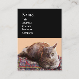 CARTE DE VISITE CHAT TURQUE SUR L'ANCIEN MONOGRAMME DE MOQUETTE