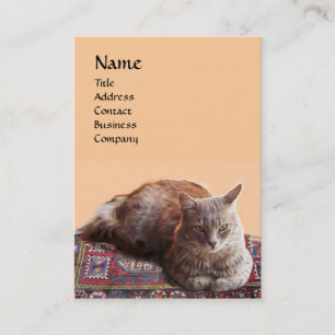 CARTE DE VISITE CHAT TURQUE SUR L'ANCIEN MONOGRAMME DE MOQUETTE