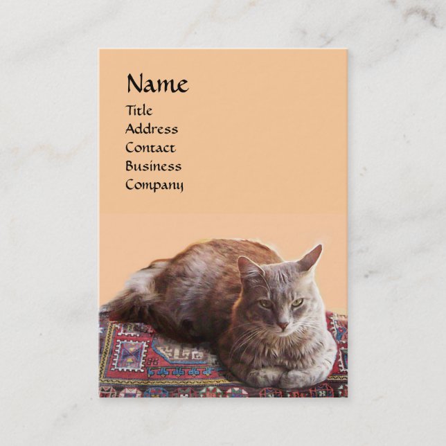 CARTE DE VISITE CHAT TURQUE SUR L'ANCIEN MONOGRAMME DE MOQUETTE (Devant)