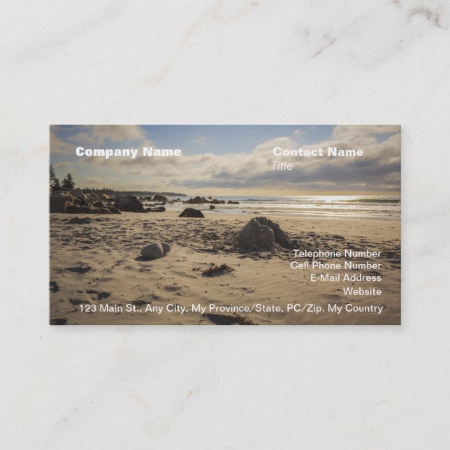 Carte De Visite Château De Sable Tombé Sur La Plage (Devant)