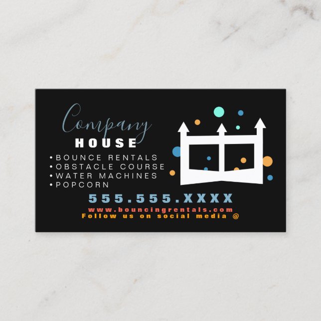 Carte De Visite Chateau gonflable Jump House Bounce Party Rental (Devant)