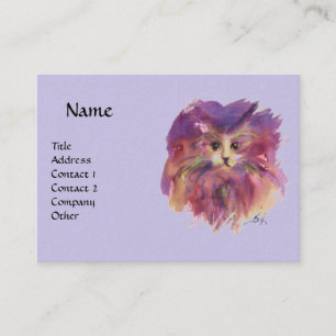 CARTE DE VISITE CHATON BLEU VIOLET, PORTRAIT DE CHAT