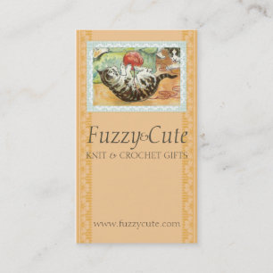 Carte De Visite chaton vintage jouer avec fil tricot crochet