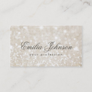 Carte de visite chatoyant simple en lin clair