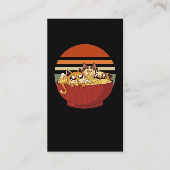 Carte De Visite Chats Anime et nouilles Ramen Japonais accros (Devant)