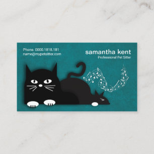 Carte De Visite Chats mignons pourris Élégant Cyan Grunge Pet Sitt