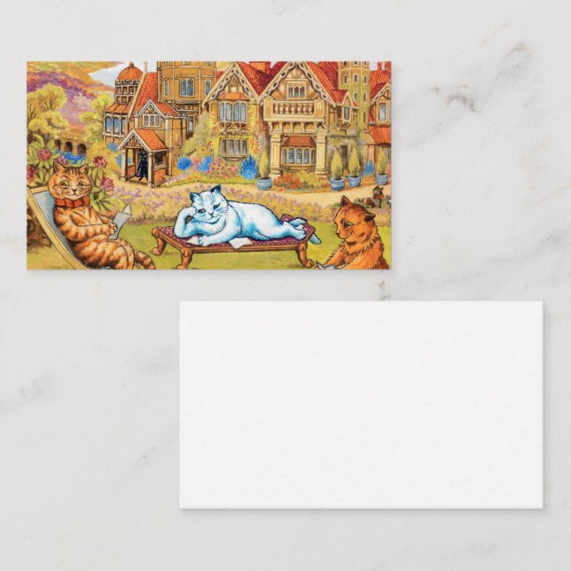 Carte De Visite Chats se relaxant dans les jardins de Napsbury by  (Devant / Derrière)