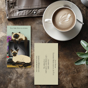 Carte De Visite Chats siamois de bureau d'ordinateur farce drôle