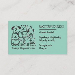 Carte De Visite Chatte pour animaux de compagnie Turquoise Chien d