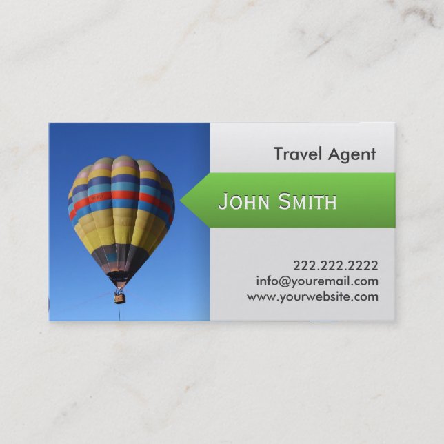 Carte de visite chaud d'agent de voyage de ballon (Devant)