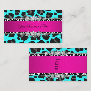 Carte De Visite Chaud rose Turquoise animal sauvage Black Jewel Lo