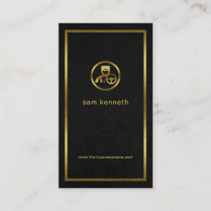 Carte De Visite Chauffeur de bordure or Grunge noir exquis
