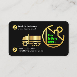 Carte De Visite Chauffeur de Camion de Déménagement Gold Home