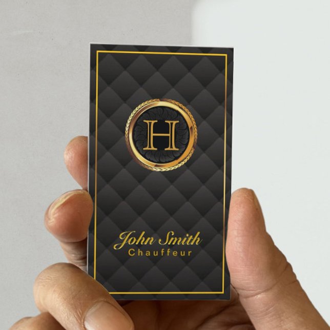 Carte De Visite Chauffeur de luxe Monogramme Or (Créateur téléchargé)