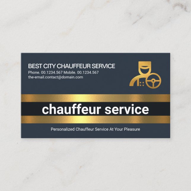 Carte De Visite Chauffeur de pilote de calques de ligne d'or en gr (Devant)