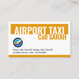 Carte De Visite Chauffeur de Taxi Aéroport Jaune