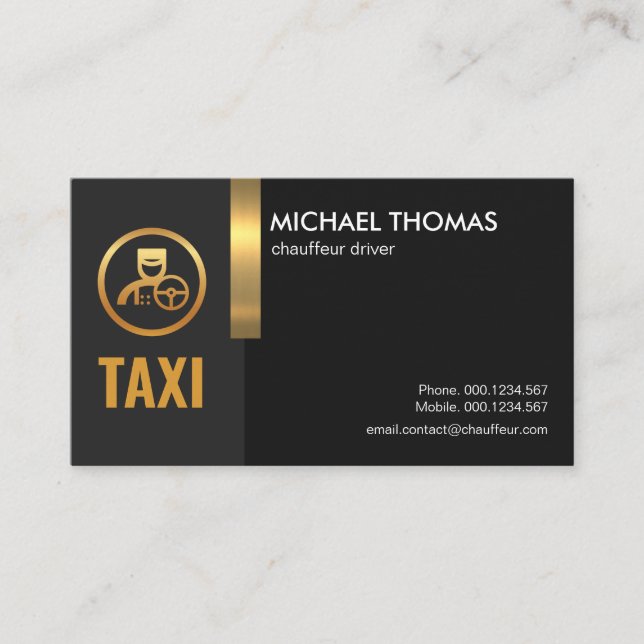 Carte De Visite Chauffeur de taxi Creative Gold Stripe (Devant)