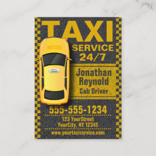 Carte De Visite Chauffeur de taxi de service jaune