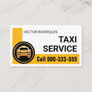 Carte De Visite Chauffeur de taxi élégant à angle jaune