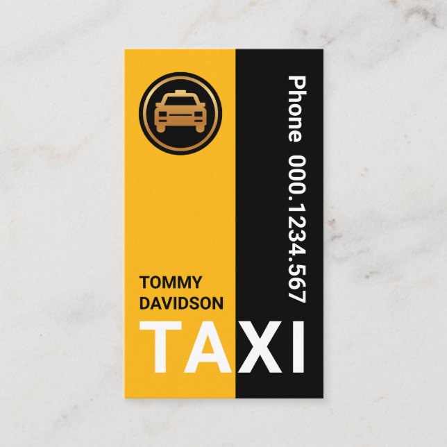 Carte De Visite Chauffeur de taxi élégant Jaune Bande Noire (Devant)